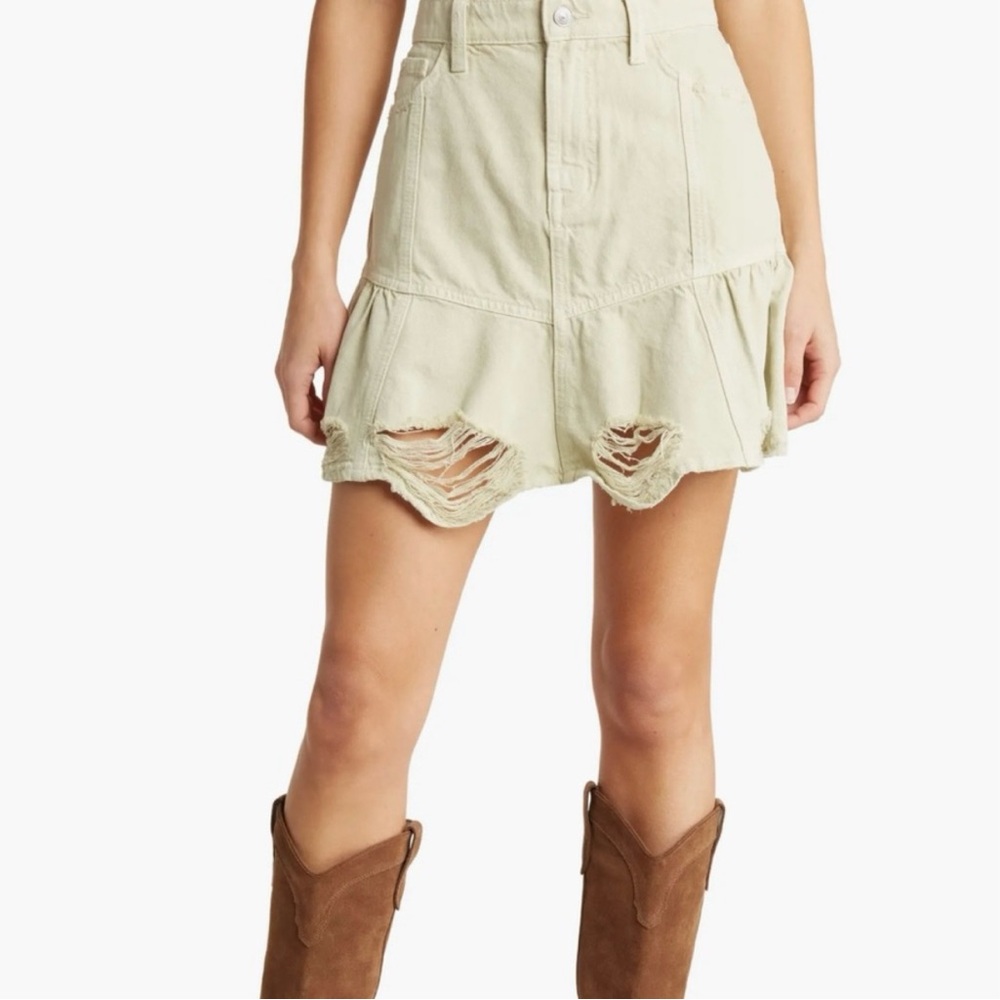 7 for All Mankind Soft Olive Denim Skirt